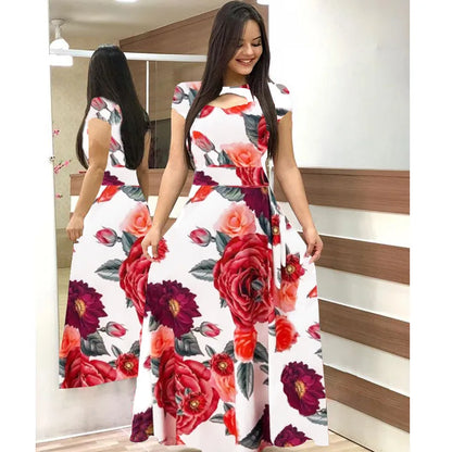 Women's Short Seleve Digital Printing Dresses