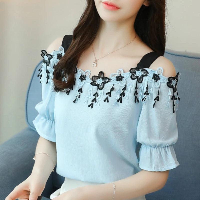 Women's Short Sleeve Chiffon Summer Blouse