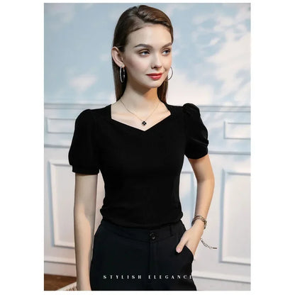 Women's Short Sleeve V Neck Cotton T Shirt