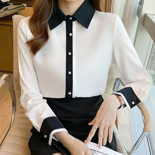 Women's Single Row Button Long Sleeve Polo Shirts