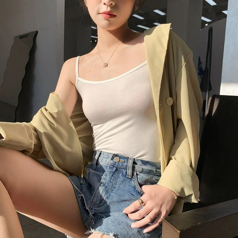 Women's Sleeveless Cotton Camisoles Crop Tops