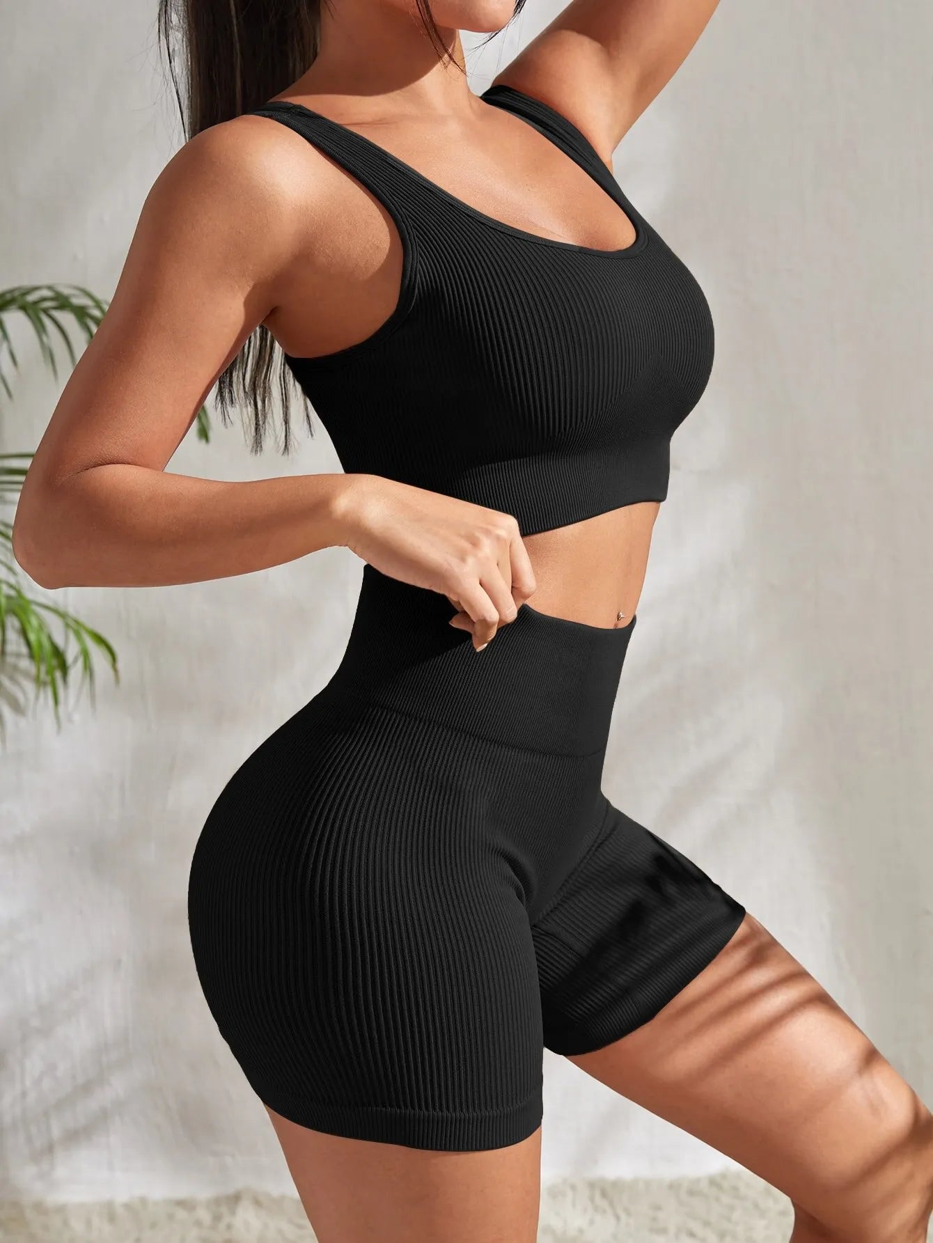 Women's Sleeveless High Waist Ribbed Leggings
