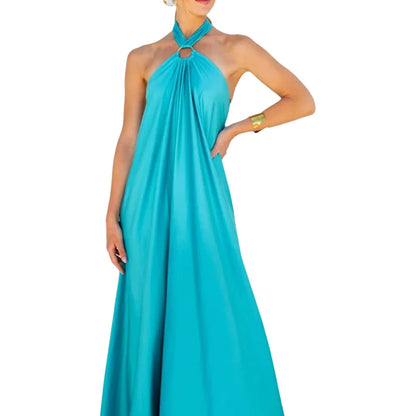 Women's Sleeveless Loose Strap Halter Maxi Dress