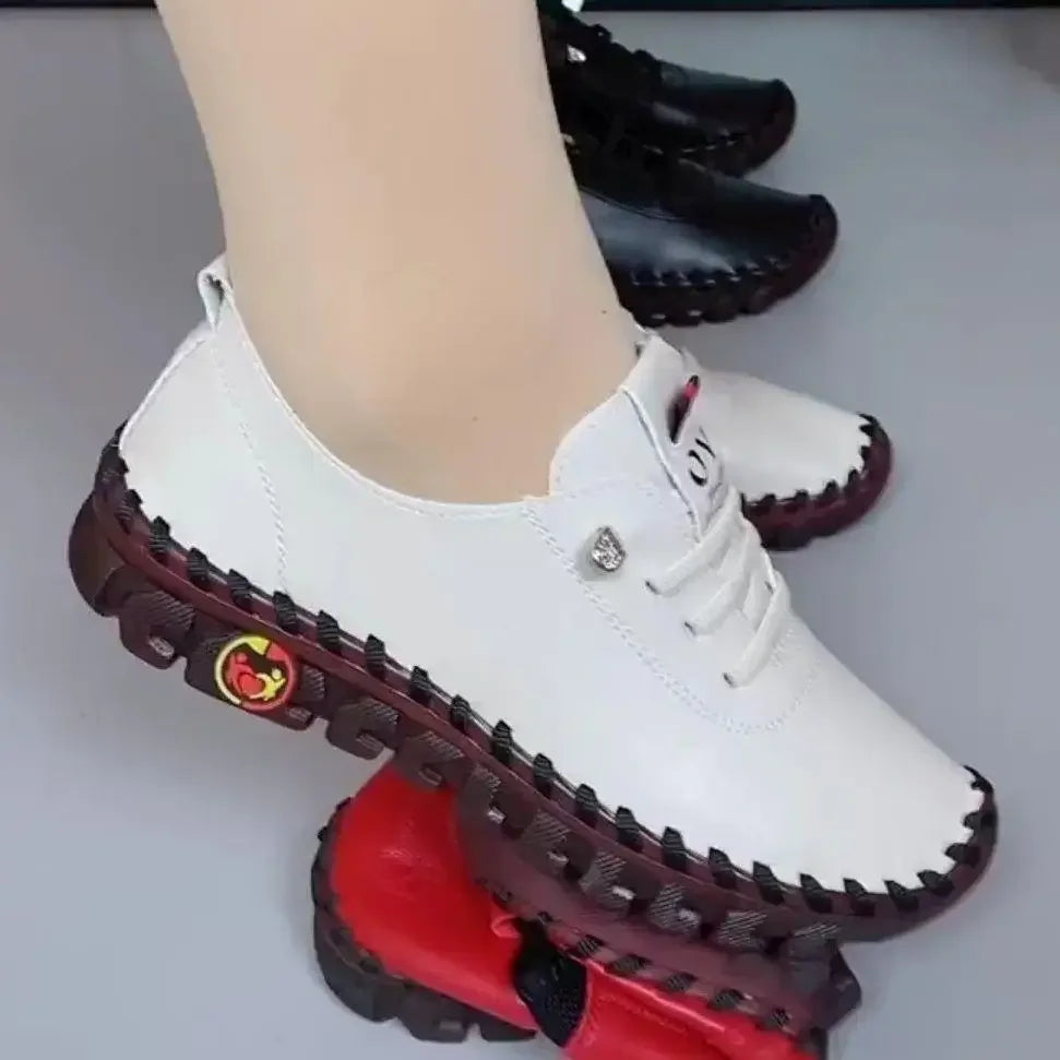 Women's Soft Bottom Lace Up Leather Loafers