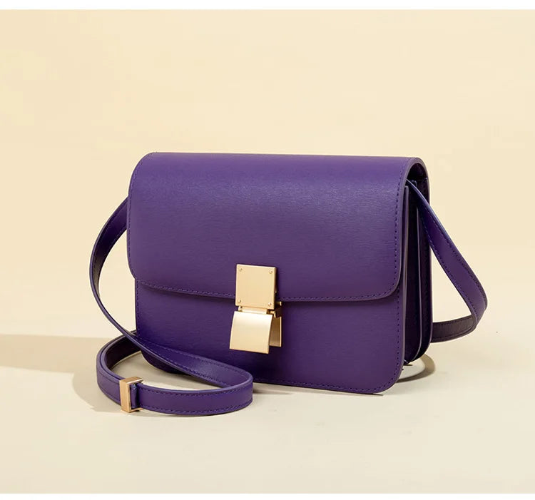 Women's Solid Color Genuine Leather Shoulder Bags