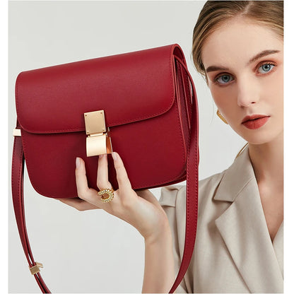 Women's Solid Color Genuine Leather Shoulder Bags