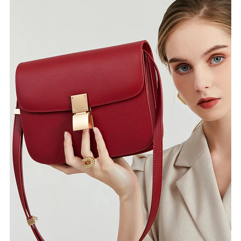 Women's Solid Color Genuine Leather Shoulder Bags