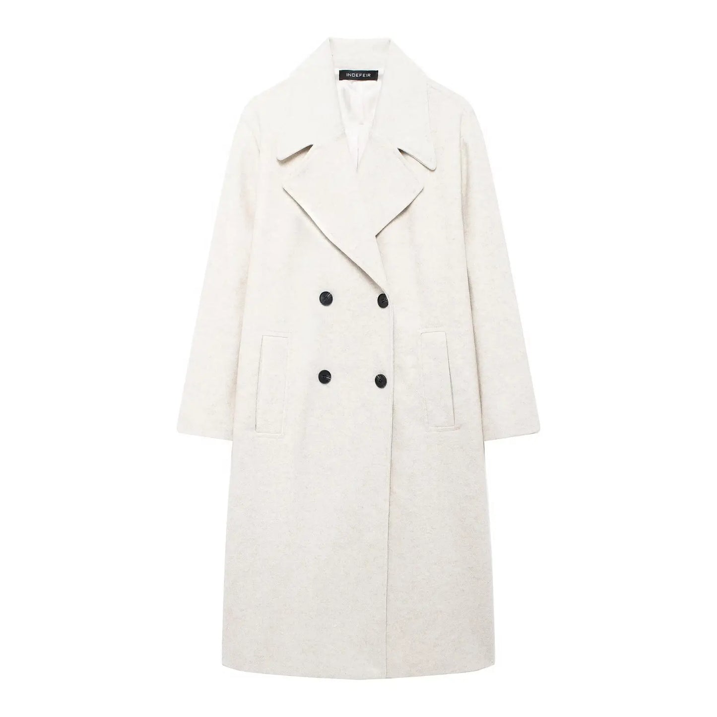 Women's Solid Lapel Double-Breasted Winter OverCoat