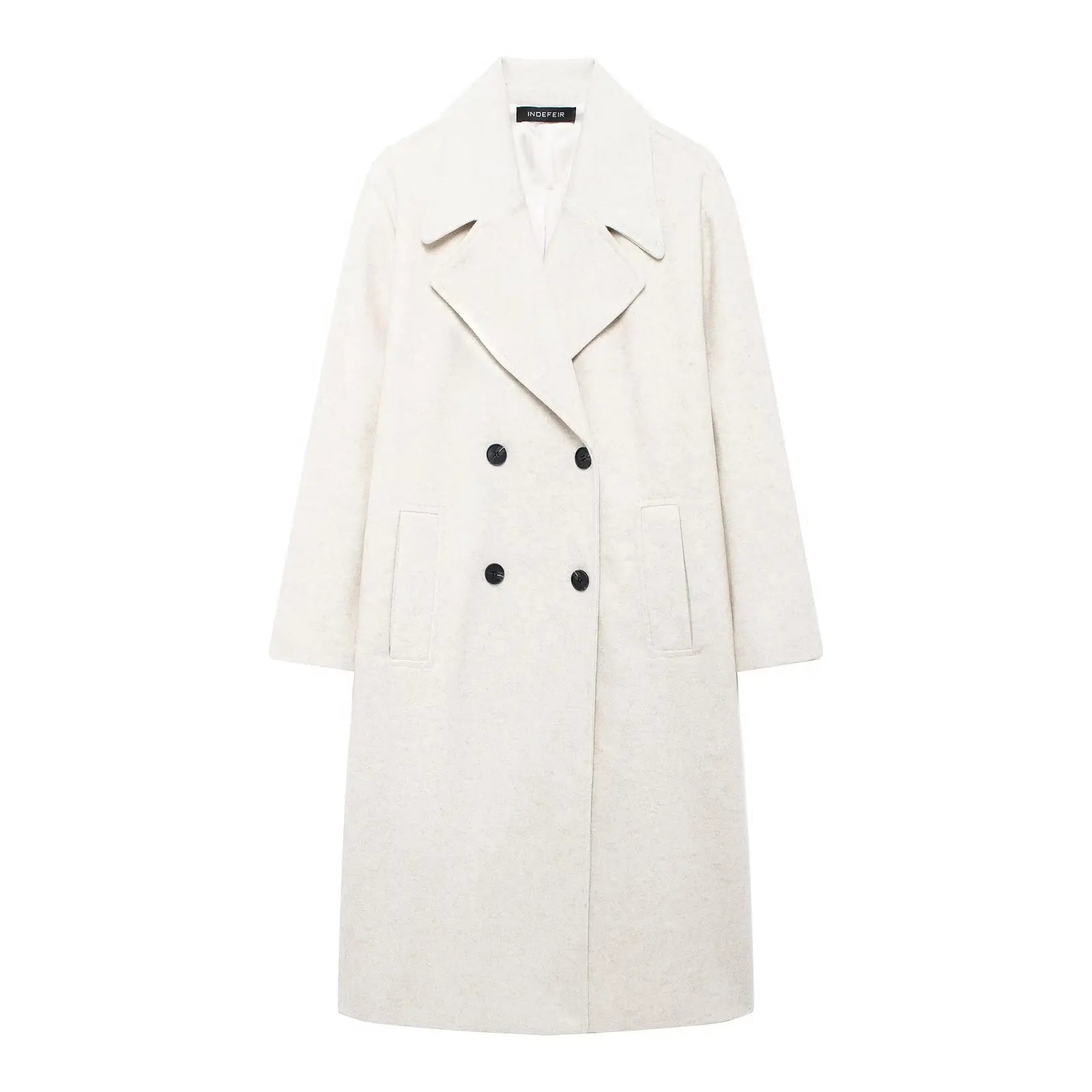 Women's Solid Lapel Double-Breasted Winter OverCoat