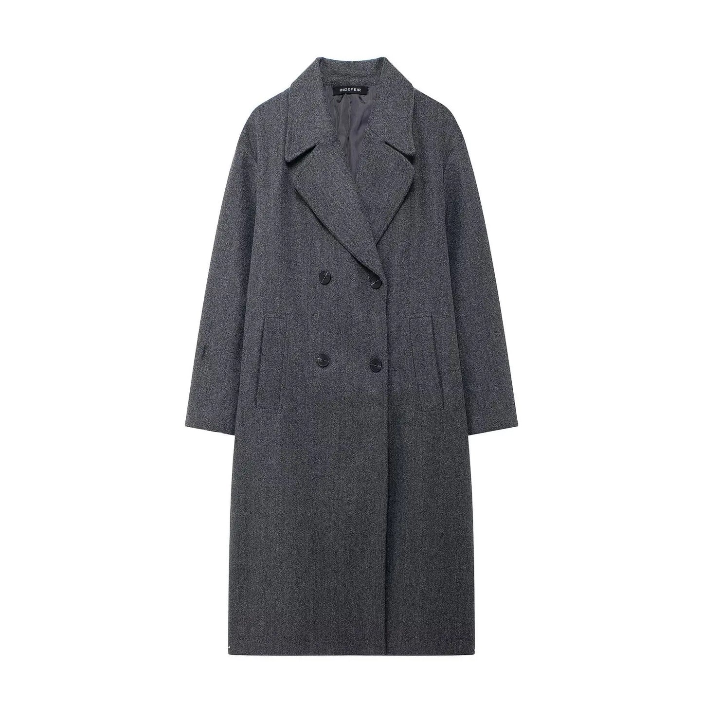 Women's Solid Lapel Double-Breasted Winter OverCoat