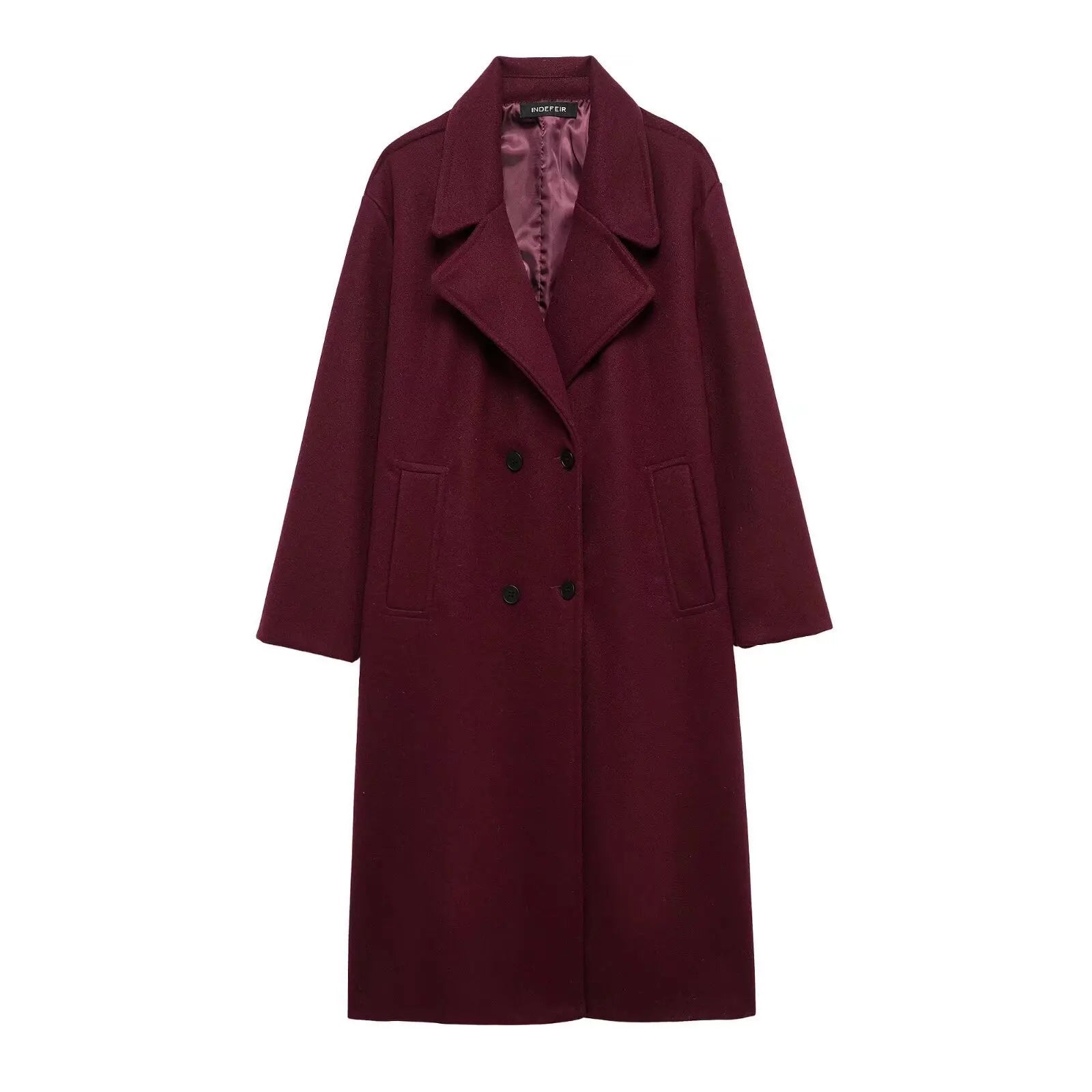 Women's Solid Lapel Double-Breasted Winter OverCoat