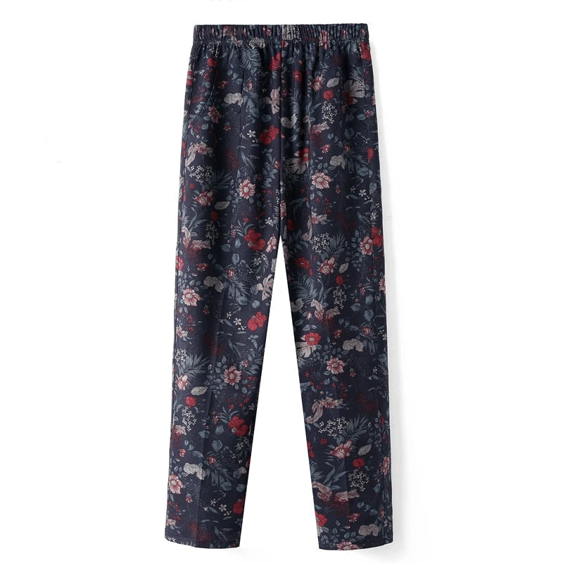 Women's Straight Oversize High Waisted Printed Pants