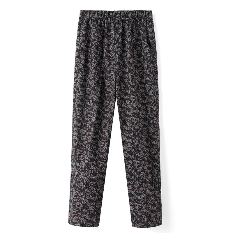 Women's Straight Oversize High Waisted Printed Pants