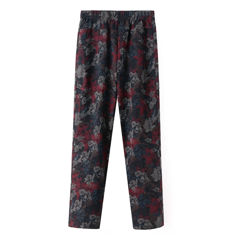 Women's Straight Oversize High Waisted Printed Pants