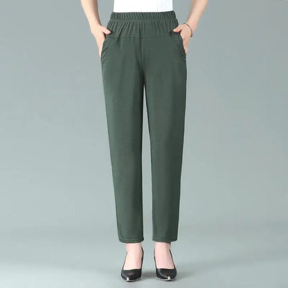 Women's Summer Ankle-Length Elastic Waist Pants