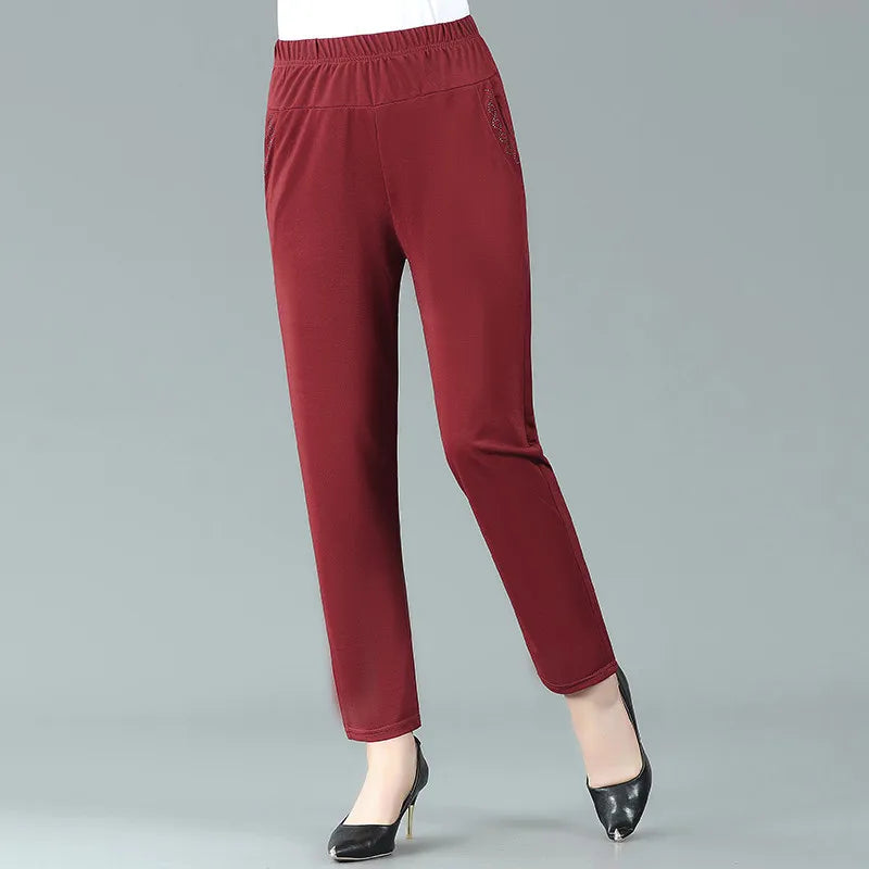 Women's Summer Ankle-Length Elastic Waist Pants