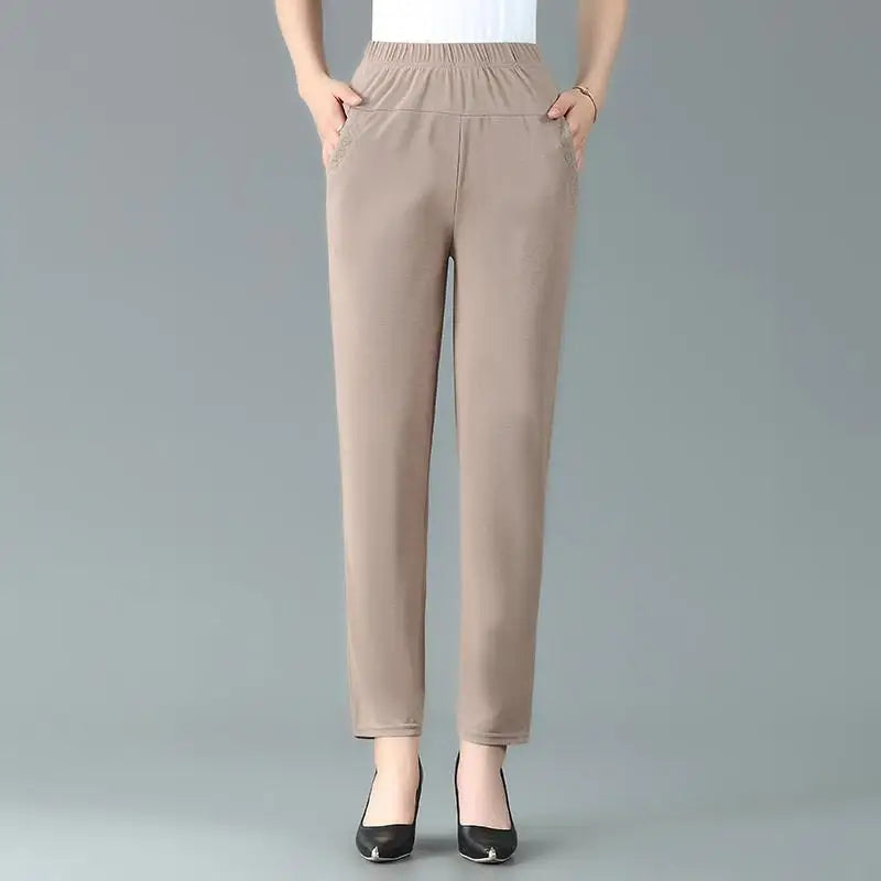 Women's Summer Ankle-Length Elastic Waist Pants
