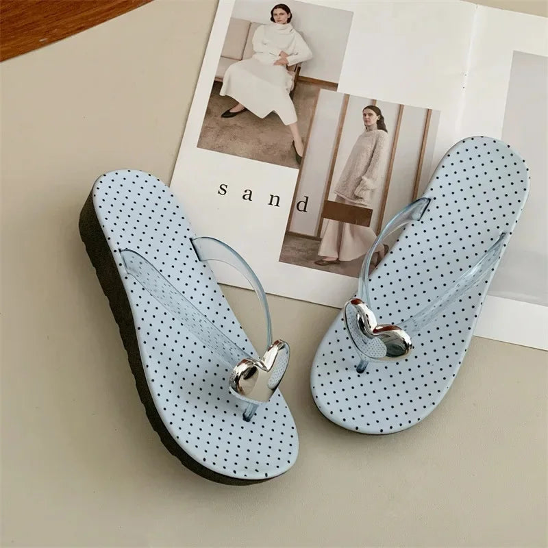 Women's Thick Bottom Anti Slip Heart Flip Flops