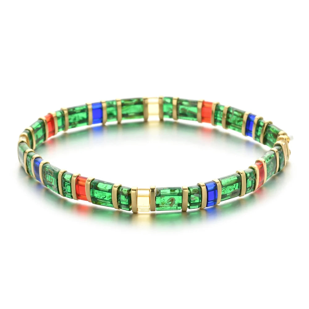 Women's Tila Beads Elastic Geometric Bracelet