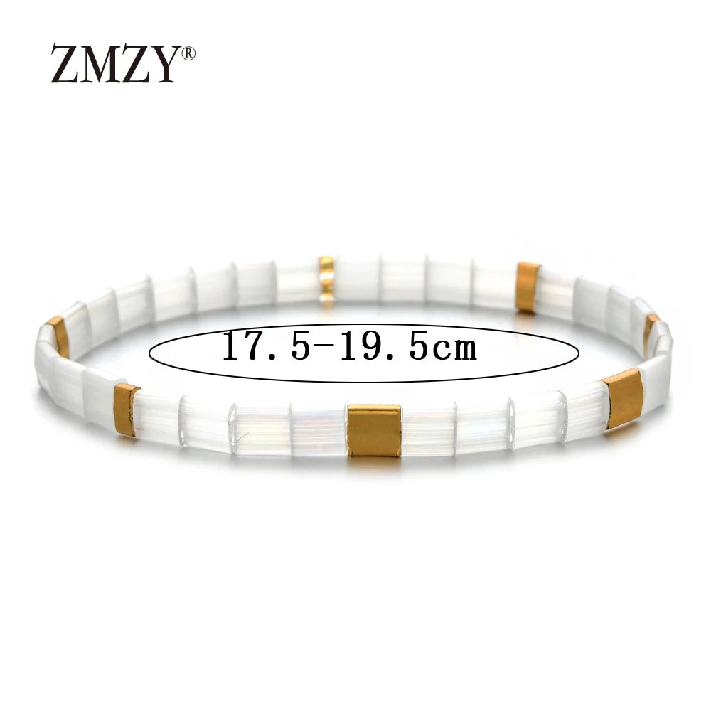 Women's Tila Beads Elastic Geometric Bracelet