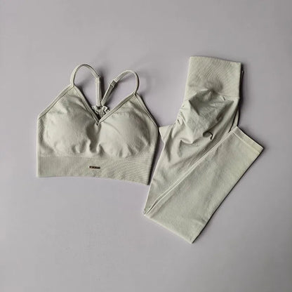 Women's V-Neck Fitness Sports Bra Leggings