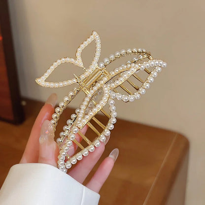 Women's Vintage Butterfly Metal Pearl Hair Clips