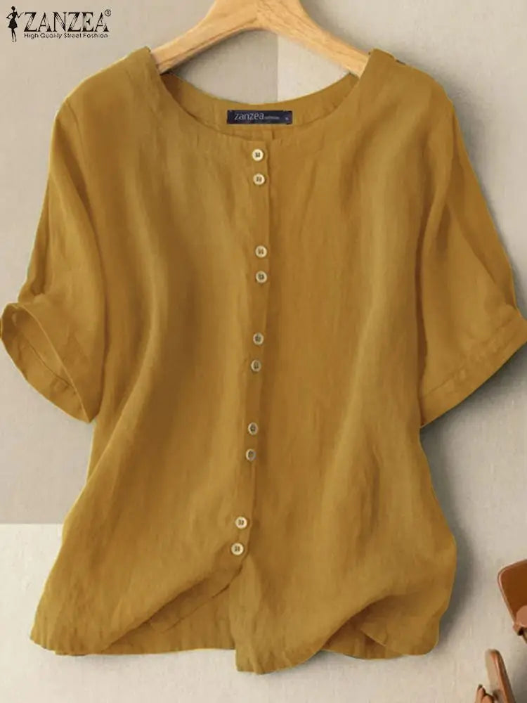 Women's Vintage O Neck Tunic Blouse