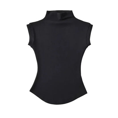Women's Warm Cropped Sleeveless Turtleneck Sweater