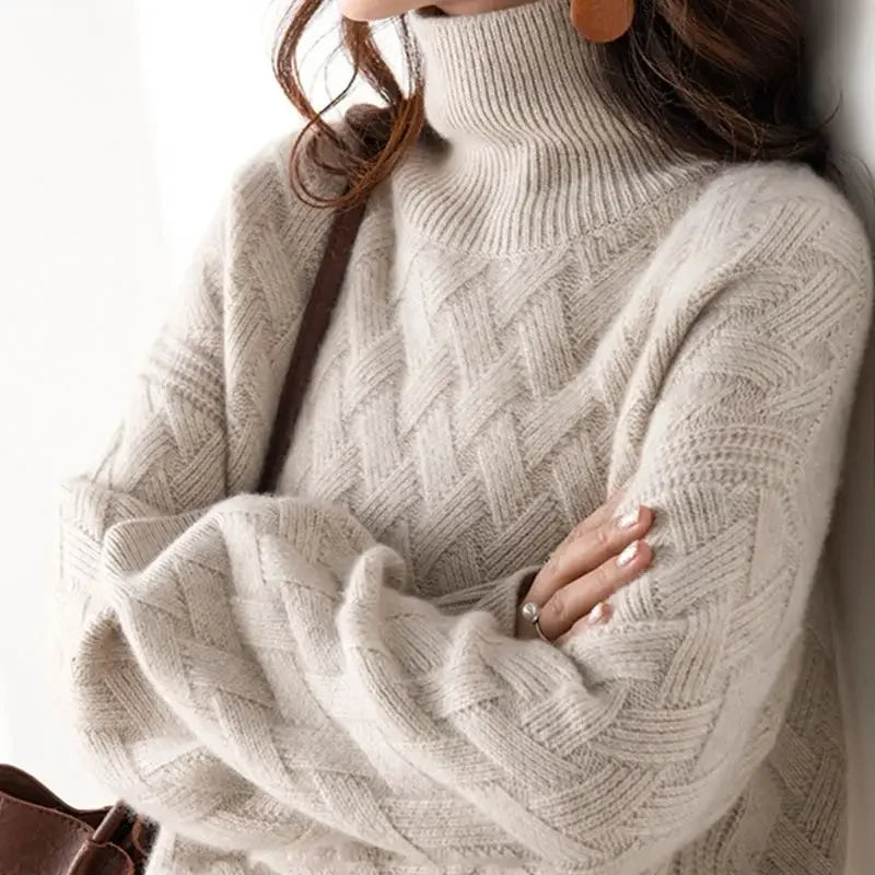 Women's Warm Loose Knited Chunky Turtleneck Sweater