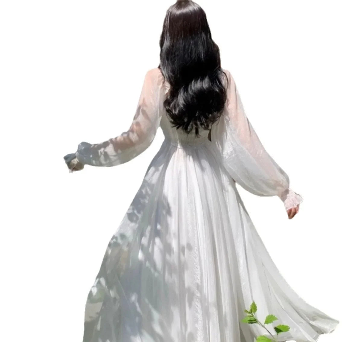 Women's White Chiffon Long Skirt Beach Dresses