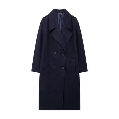 Women's Windproof Loose Long Woolen Coat