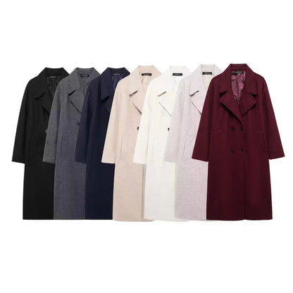 Women's Windproof Loose Long Woolen Coat