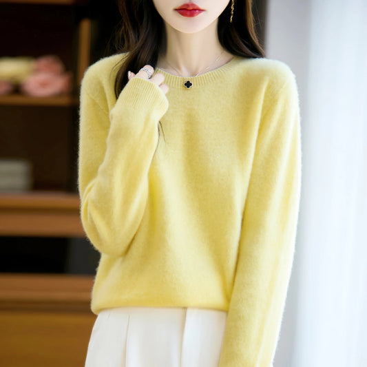 Women's Winter Warm Crew Neck Wool Sweater