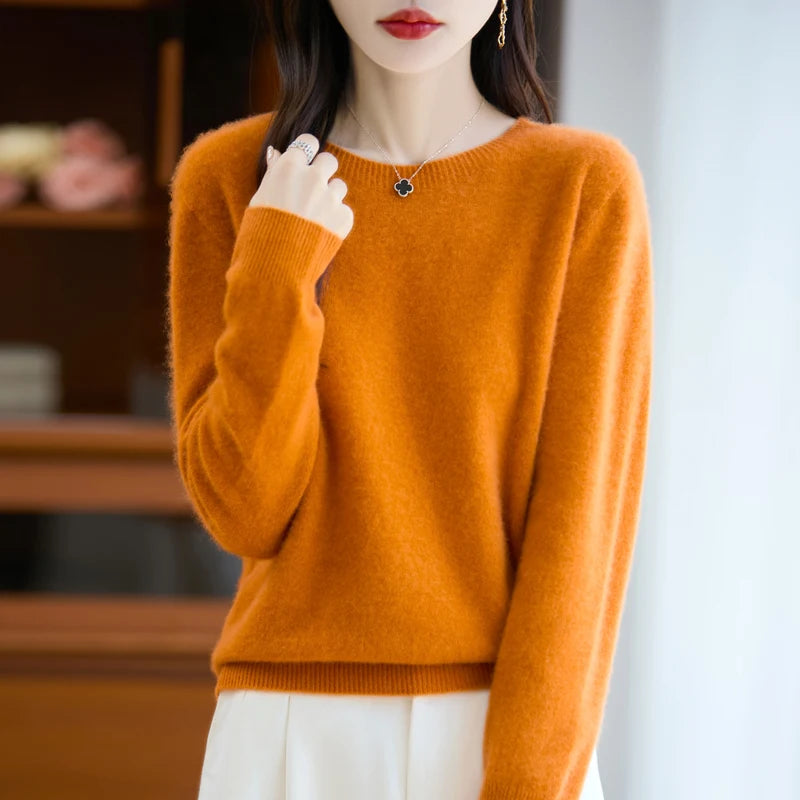 Women's Winter Warm Crew Neck Wool Sweater