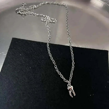 Women's Y2K Silver Color Heart Pendant Necklace