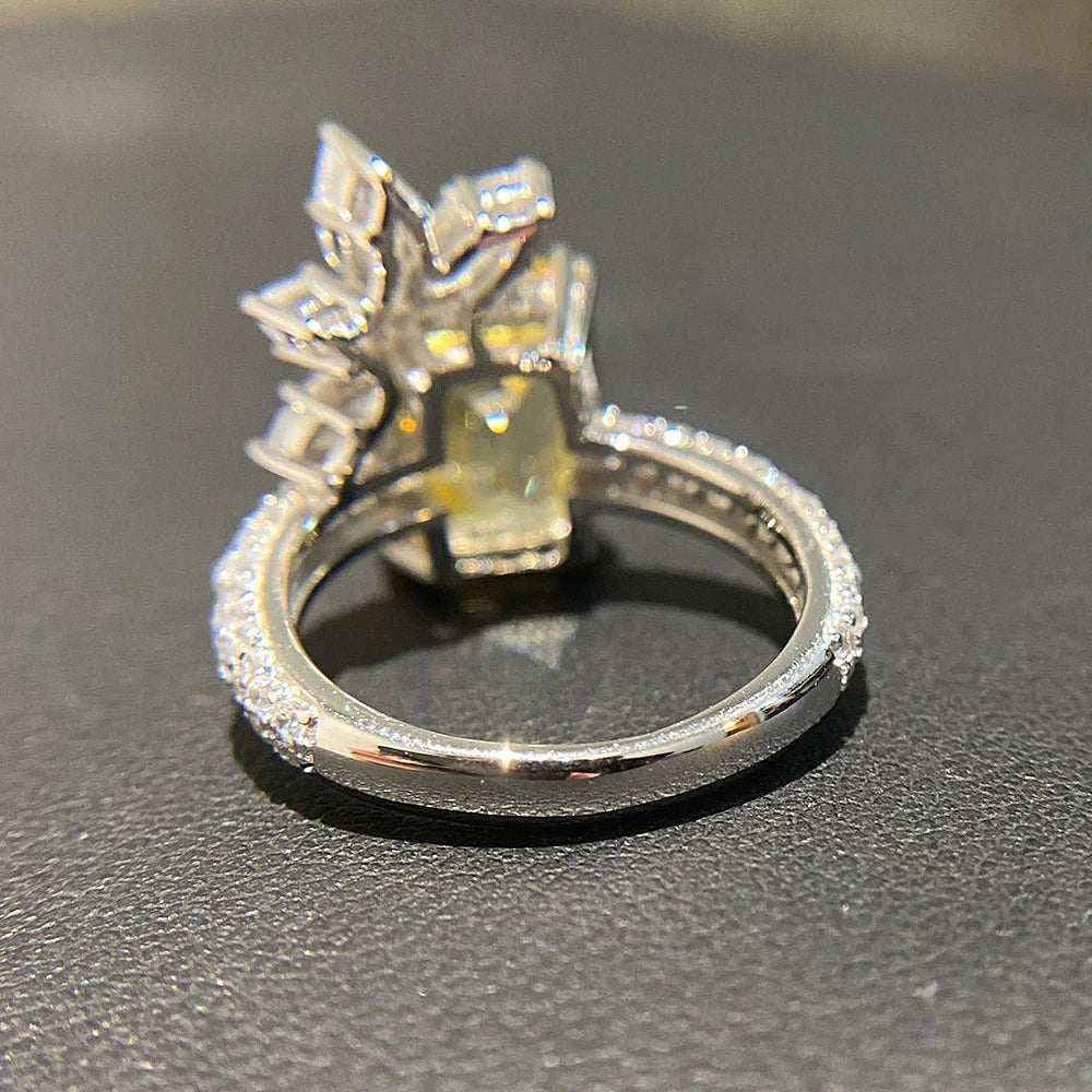 Women's Yellow CZ Square Couple Rings