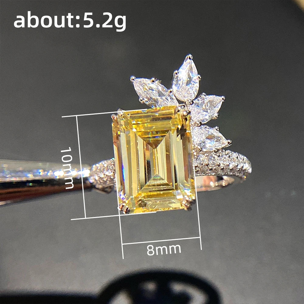 Women's Yellow CZ Square Couple Rings
