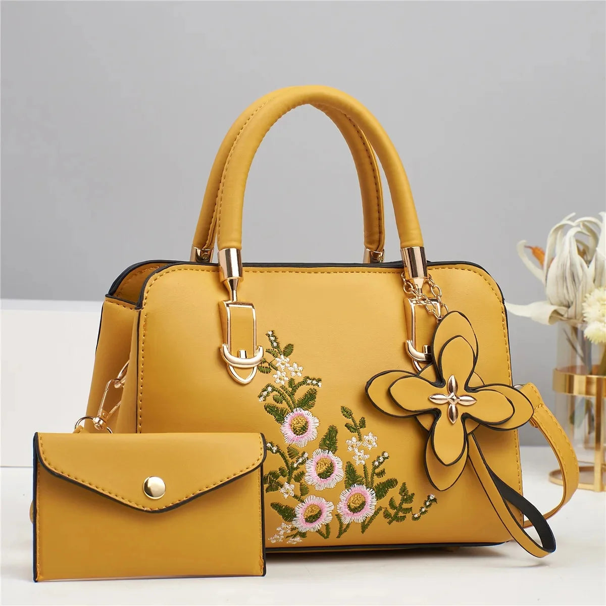 Women's Mini Zipper Floral Shoulder Bag