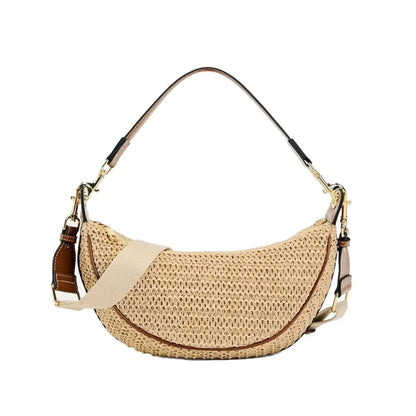 Women's Zipper Shoulder Dumpling Woven Handbag