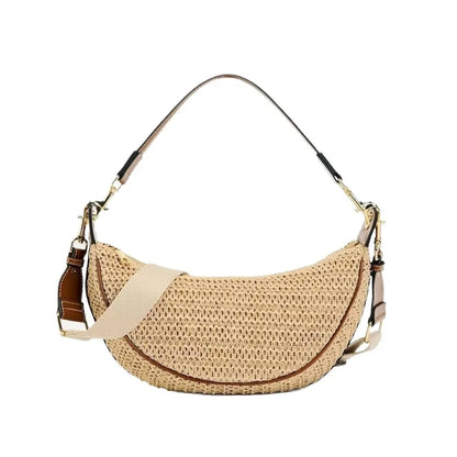 Women's Zipper Shoulder Dumpling Woven Handbag