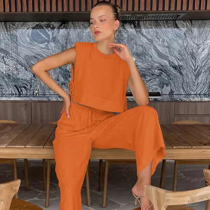 Women's 2 PC Summer Halter Crop Top Set