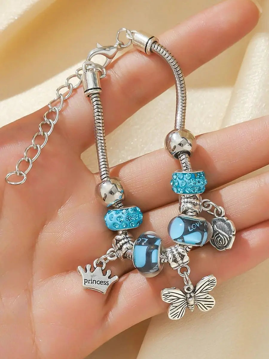 Bracelet à perles en forme de couronne de papillon pour femme