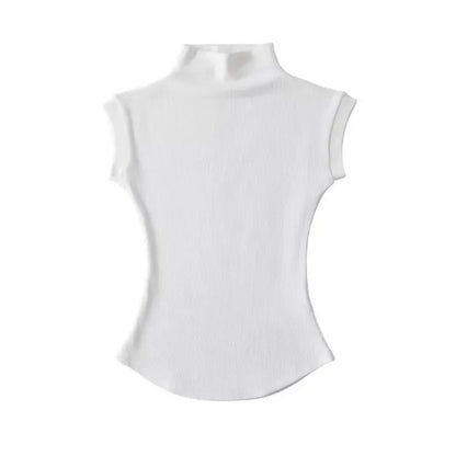 Women's Cropped Sleeveless Turtleneck Sweater