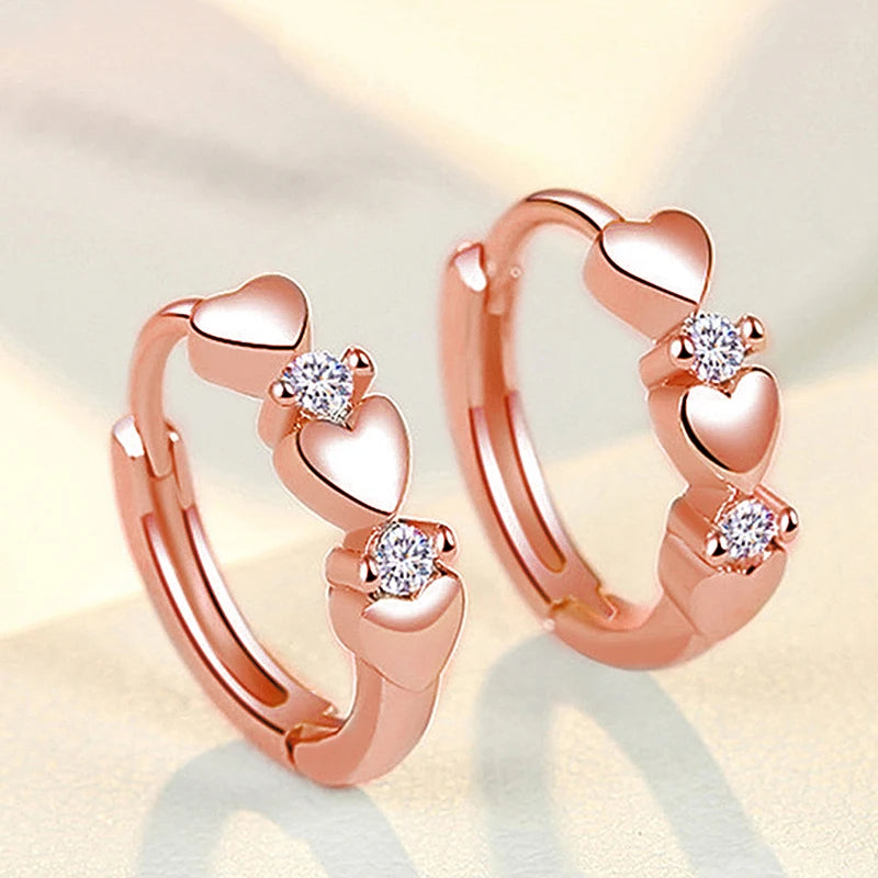 Women's Cute Heart Small Circle Earrings