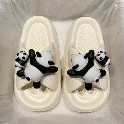 Women's EVA Platform Cute Pandas Slippers