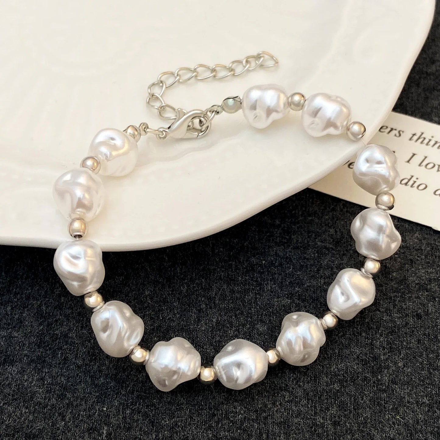 Women's Elastic White Pearl Beads Bracelet