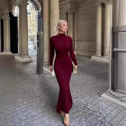 Women's Elegant LongSleeve Maxi Wrap Dress