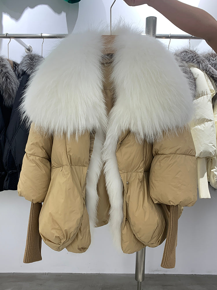 Women's Fox Fur Collar Thick Duck Down Puffer Coat