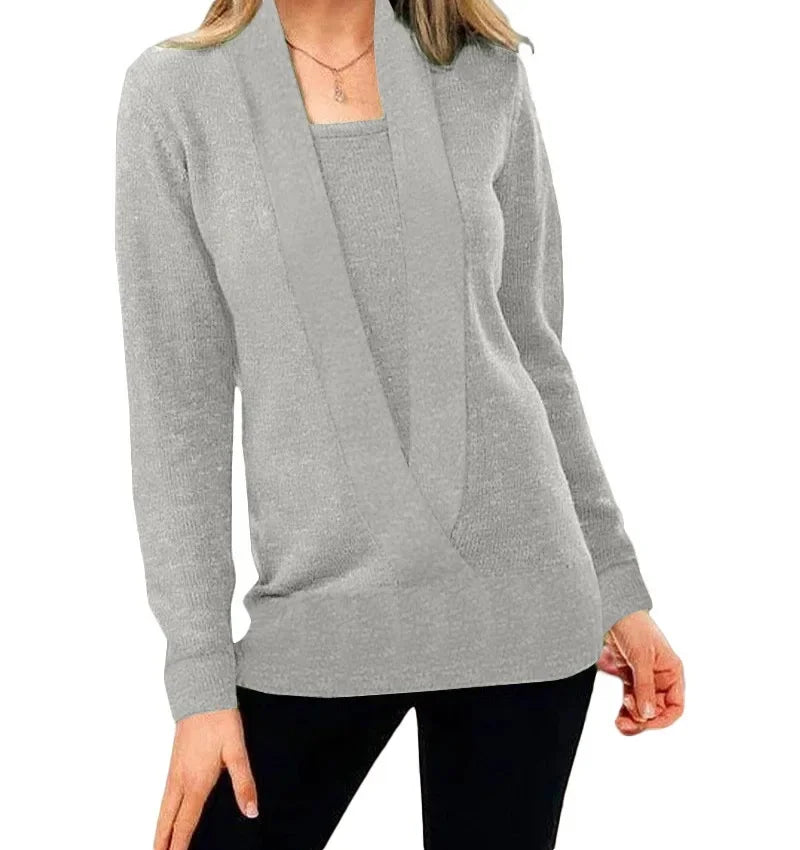 Women's FullSleeve Cotton Deep V-Neck Sweater