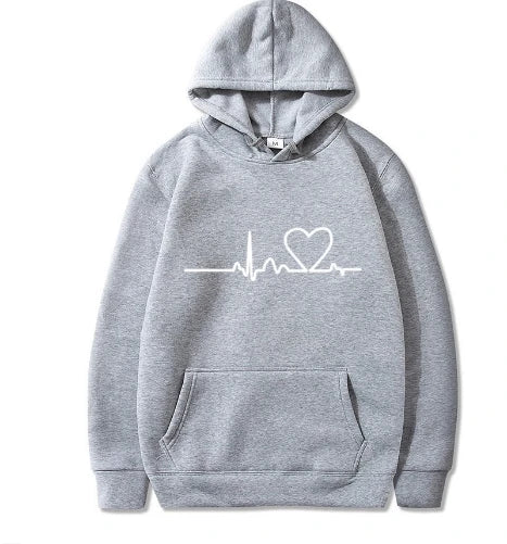 Women's Full Sleeve Heartbeat Print Hoodie